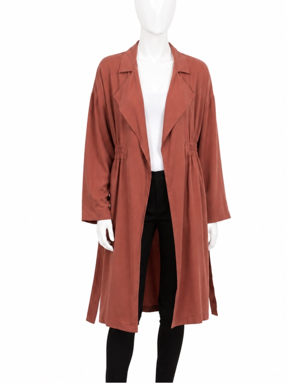 ASTR The Label Dusty Rose Duster Jacket Open Front Tie Waist Lightweight M